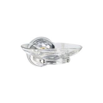 Smedbo K242V Wall Mounted Clear Glass Soap Dish with Polished Chrome and Polished Brass Holder from the Villa Collection